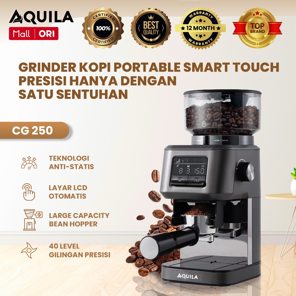 AQUILA CG 250 Grinder Kopi Elektrik Coffee Grinder Digitali Dual Use Mesin Pengiiling Biji Kopi Espr
