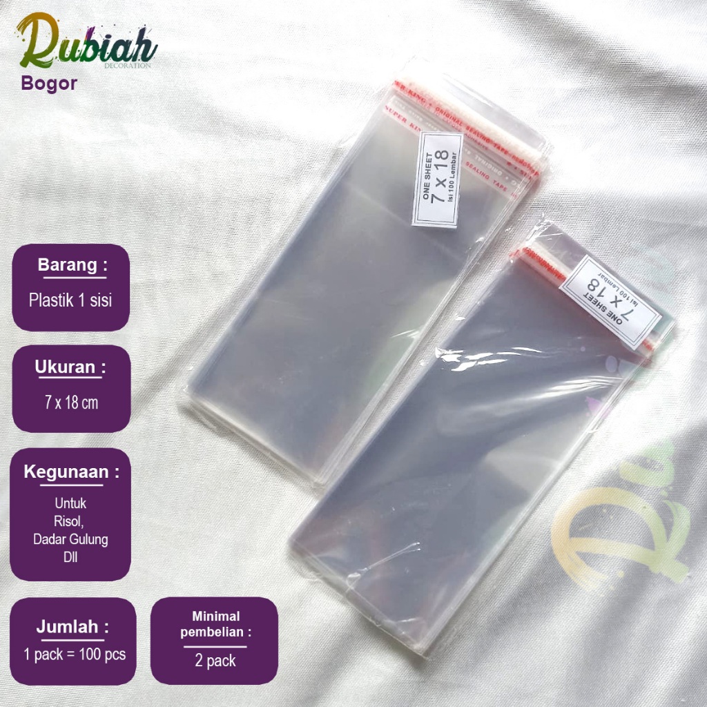 Plastik Opp lembaran 7 x 18 cm / plastik lemper dadar gulung