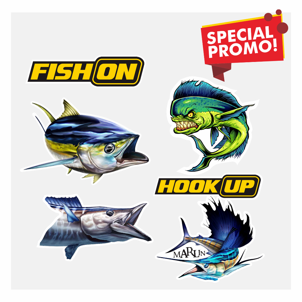 Sticker Pancing Brand Merk Lengkap | Stiker Mancing untuk Motor Tackle Box Lure Popper Metal Jig