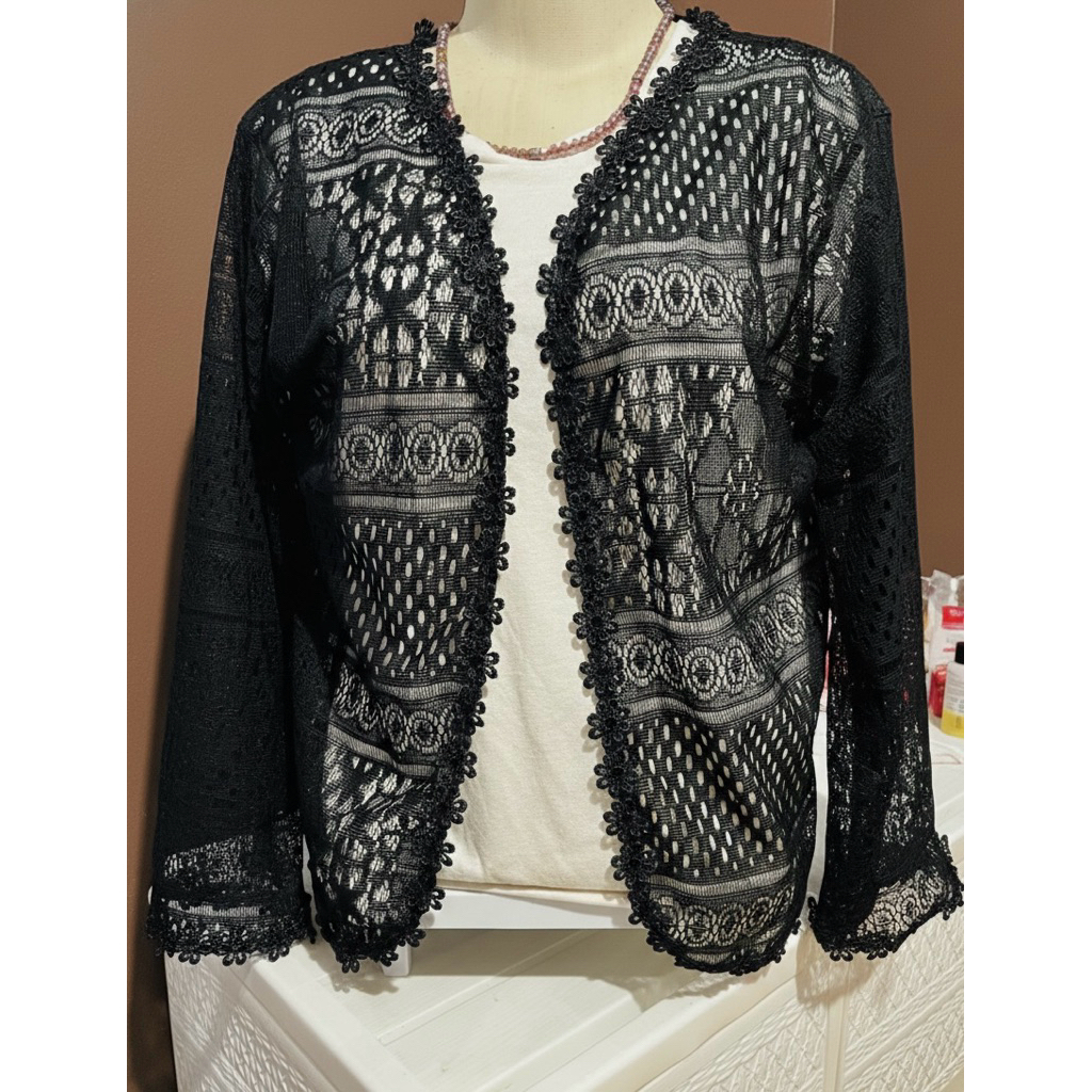 Malika outer cardigan crop brokat / outer brokat / outer brokat kondangan / cardigan brokat kekinian