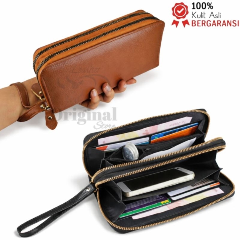 Dompet Kulit Wanita 100% Original Kulit Asli / Dompet Panjang Wanita Kulit Sapi Asli
