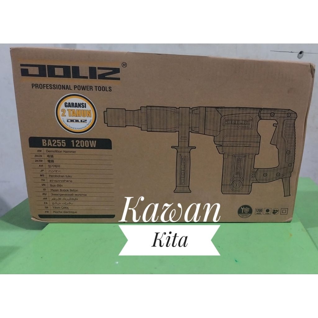 DOLIZ BA255 Mesin Bobok Beton Listrik Demolition Hammer Drill Hex 17MM 1200W