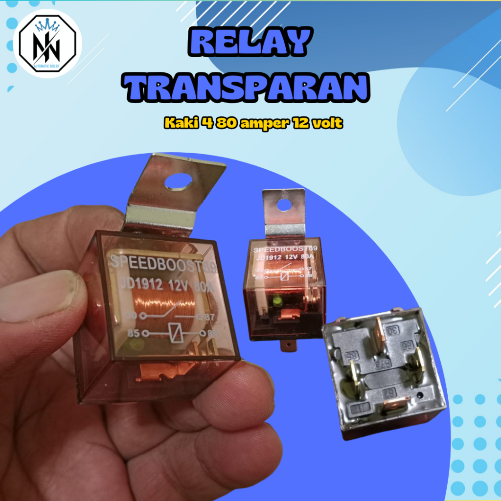 Relay transfaran kaki 4 80 ampere 12volt
