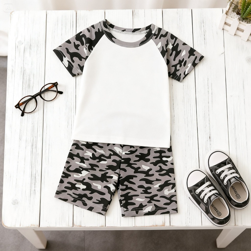SETELAN ANAK RAGLAN ARMY WHITE
