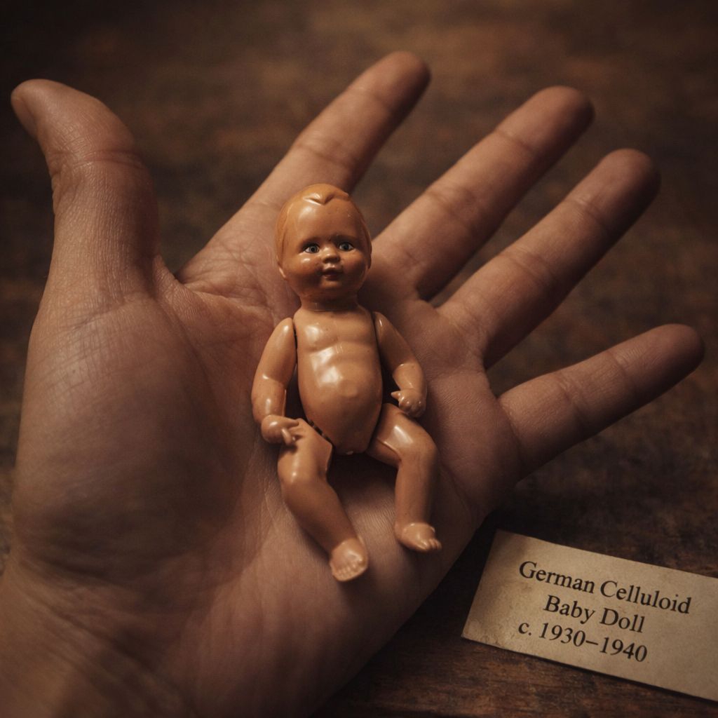 Boneka Bayi Mini Celluloid Jerman Vintage ±1930–1940