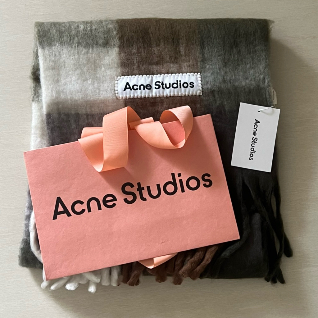 (NEW) Acne Studios Check Scarf Shawl in Brown (with Acne Paper Bag)