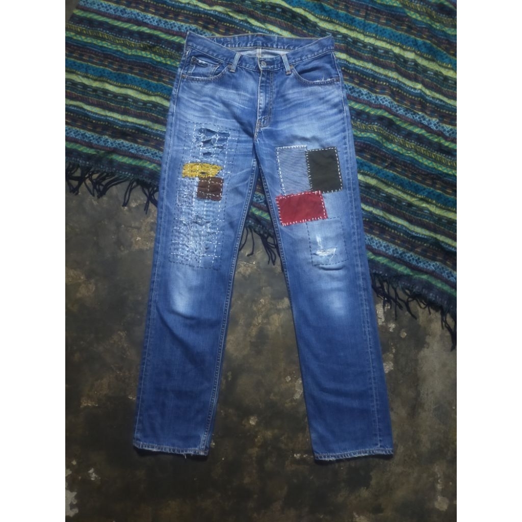Levis 702 Boro Sashiko Patch Blue Jeans