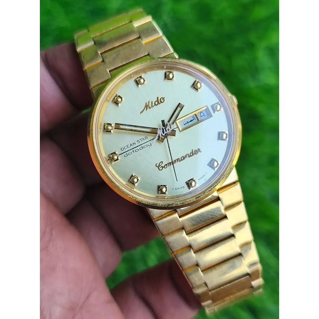 mido commander ocean star datoday gold plated automatic chronometre