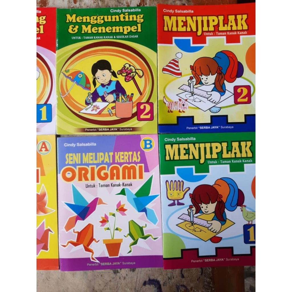 buku belajar anak tk sd menjiplak , seni melipat origami, menggunting dan menempel