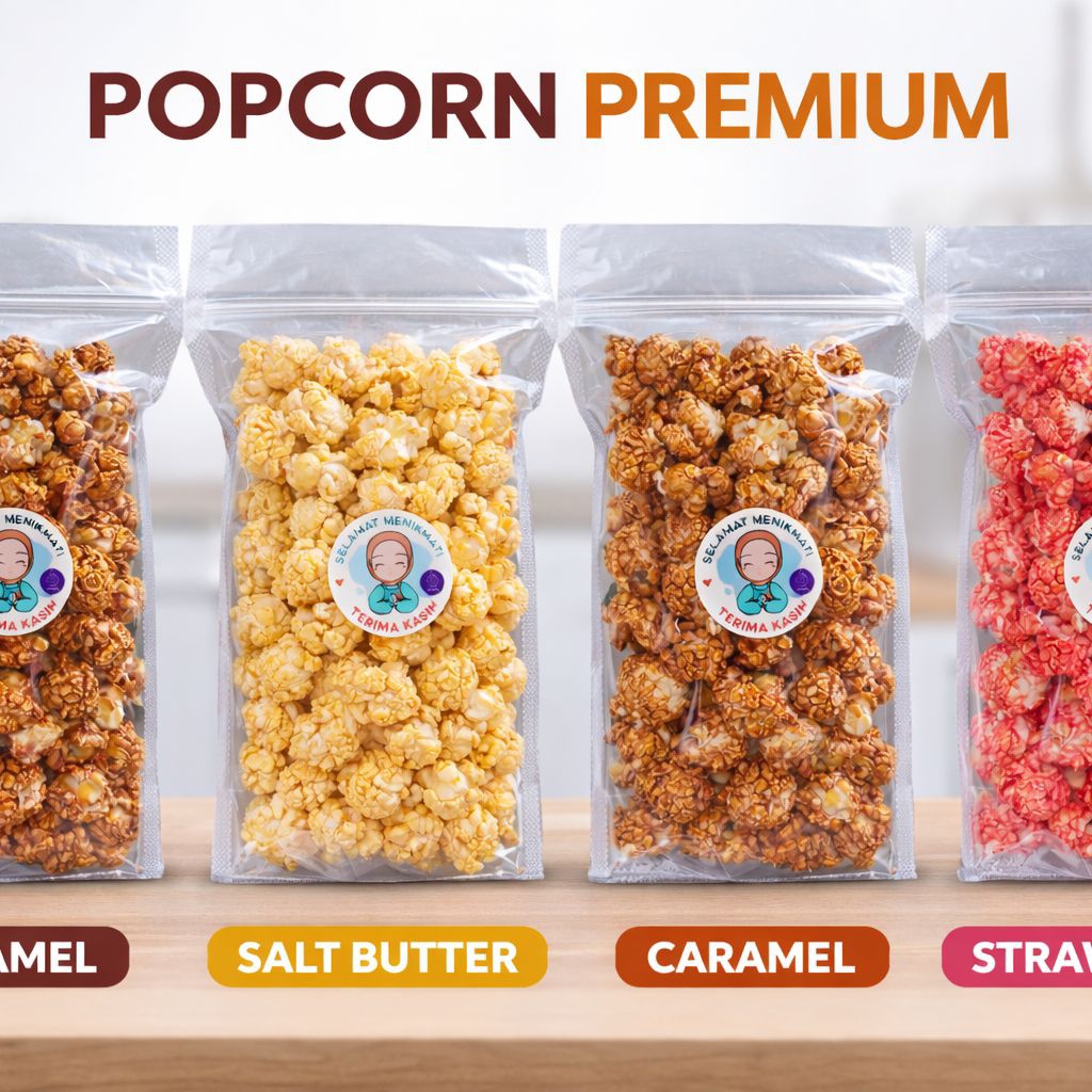 Popcorn jagung premium 50 gram/popcorn jagung coklat/popcorn jagung free stiker
