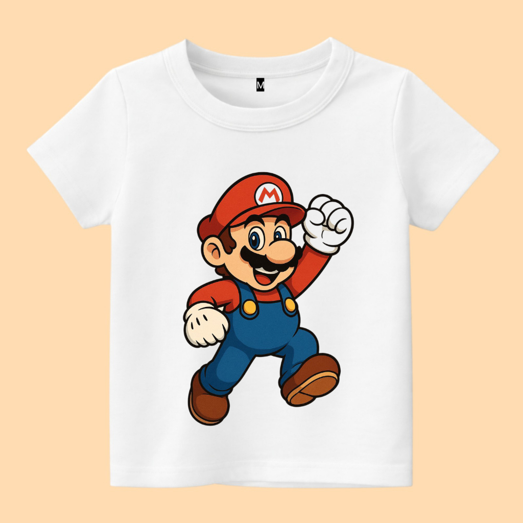 Baju kaos anak gambar super Mario Bros