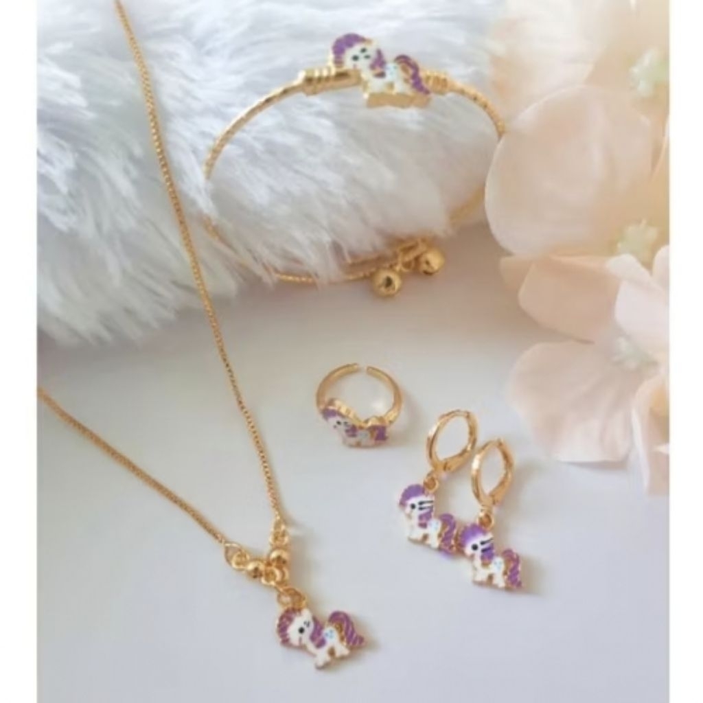 Set Kalung Anak Lengkap Motif Helloktty Unicorn Xuping Antikarat