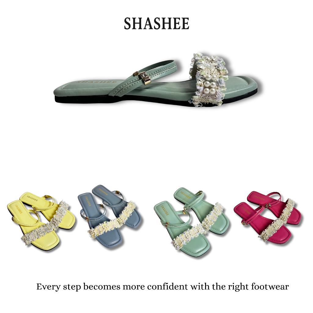 Shashee Aurora Flop Sandal Slop Teplek Shoes Wanita Anti Slip Denim,Sage,Kuning,Pink Fanta Uk 37-41