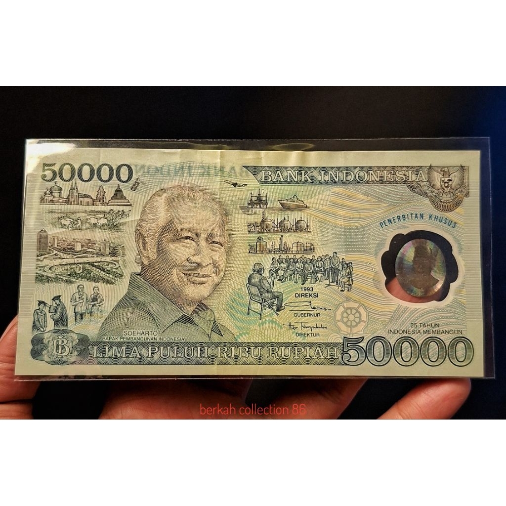 uang kuno 50 suharto polymer 1993