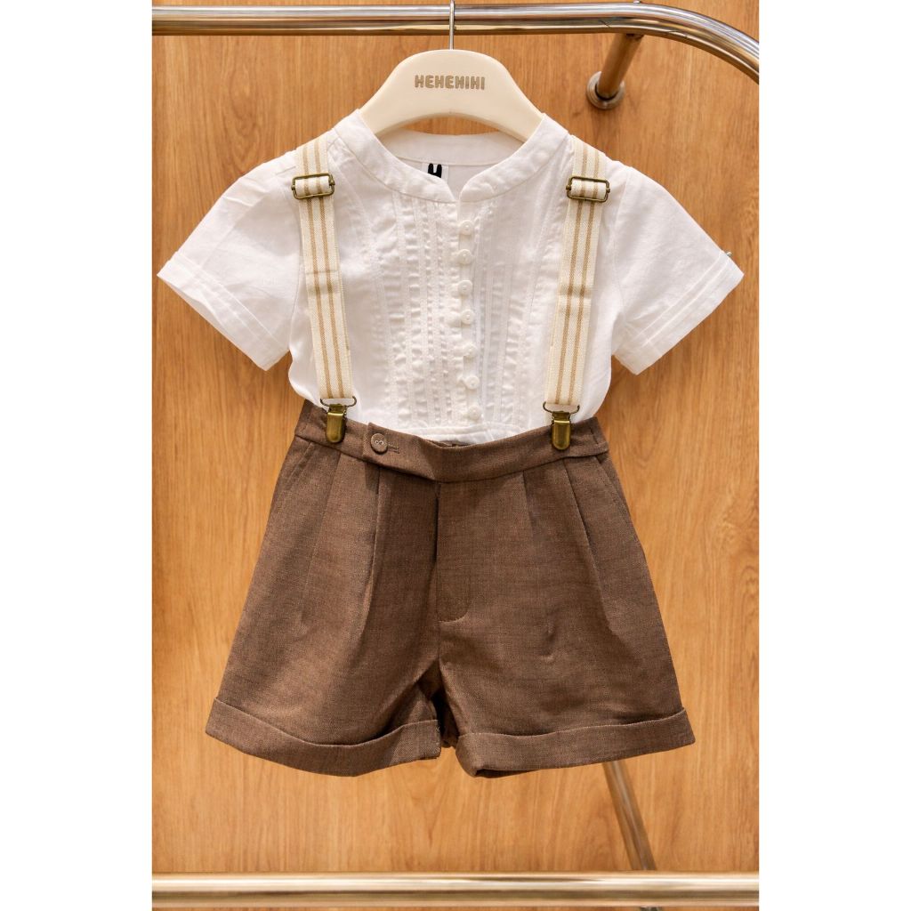 Kenneth Set - Minifash - Set Kemeja + Celana Suspender Anak Laki-Laki