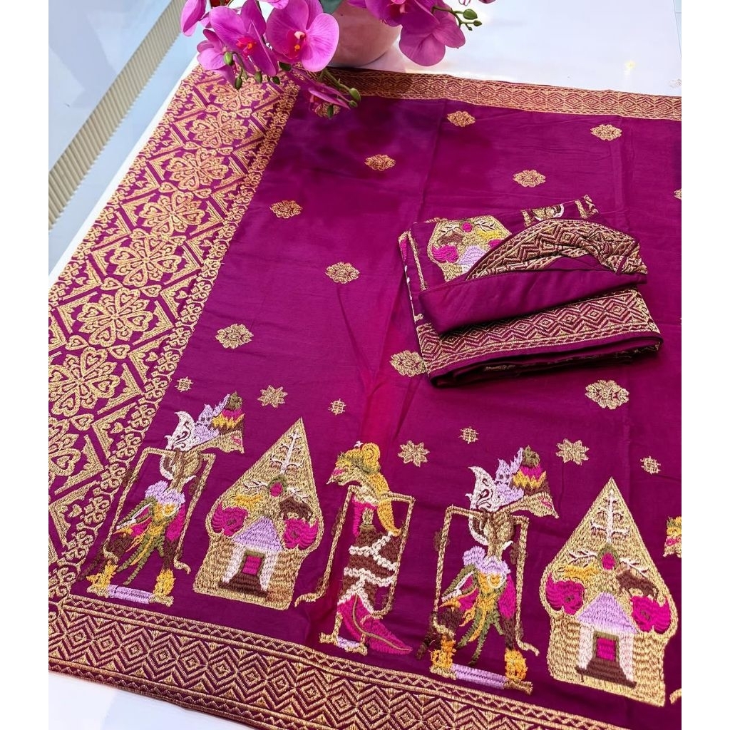 Set Songket Couple Bordir Premium Cendana Wayang// Set Couple Bordir Songket Bali