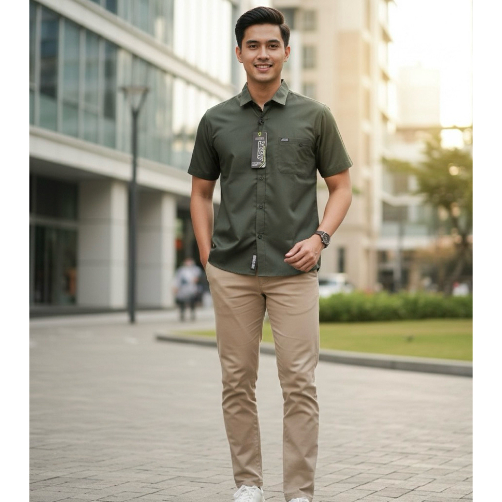 kemeja army hijau army pendek katun sigarettt cod/ kemeja army / hem pria /atasan pria /kemeja kanto