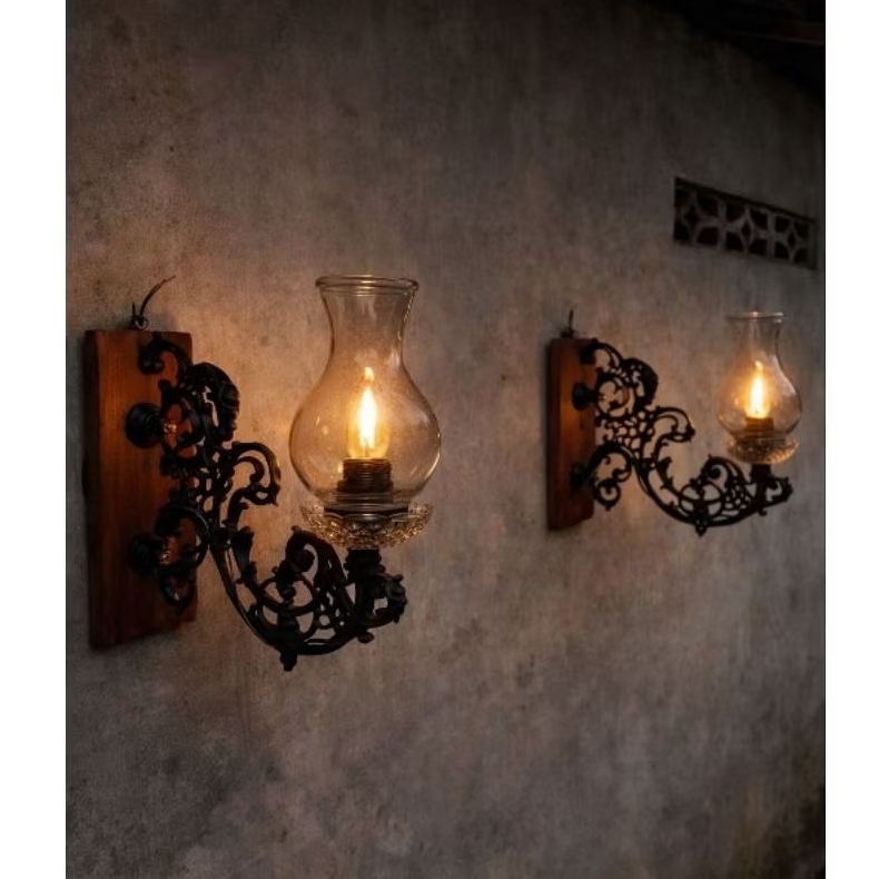 lampu pilar/dinding eropa sepasang original jadul vintage antik kuno