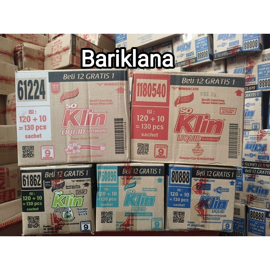 1Dus Soklin Cair / Soklin Liquid Cair 1Dus / Soklin Pakaian isi 130 saset