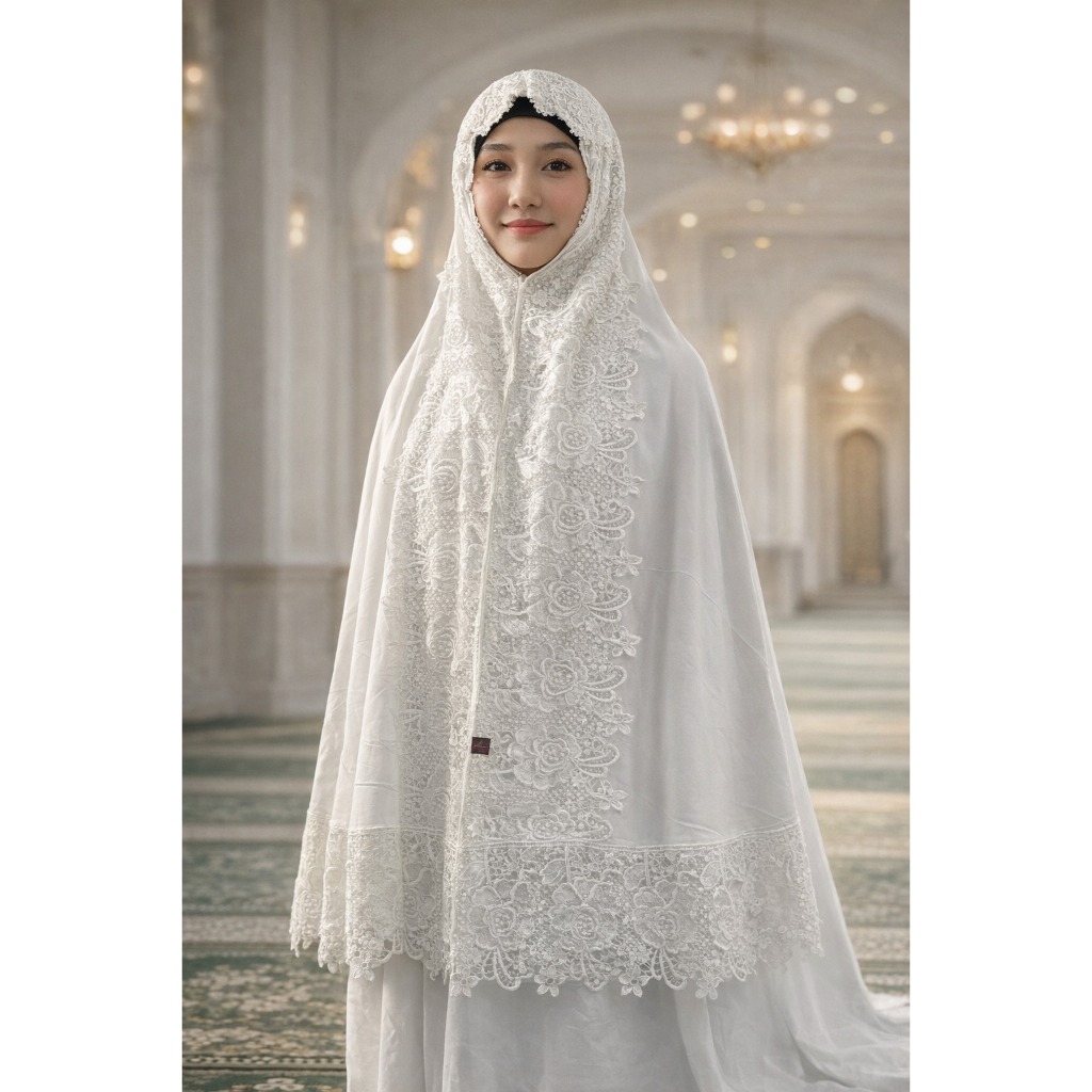 MUKENA FULL RENDA PUTIH / MUKENA RENDA / MUKENA MUSLIMAH / MUKENA PUTIH PREMIUM
