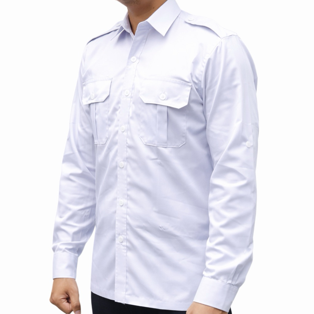 Kemeja Panjang PDH / PDH Putih Panjang / Kemeja Panjang Putih Saku Dua / Kemeja Panjang PNS / Seraga