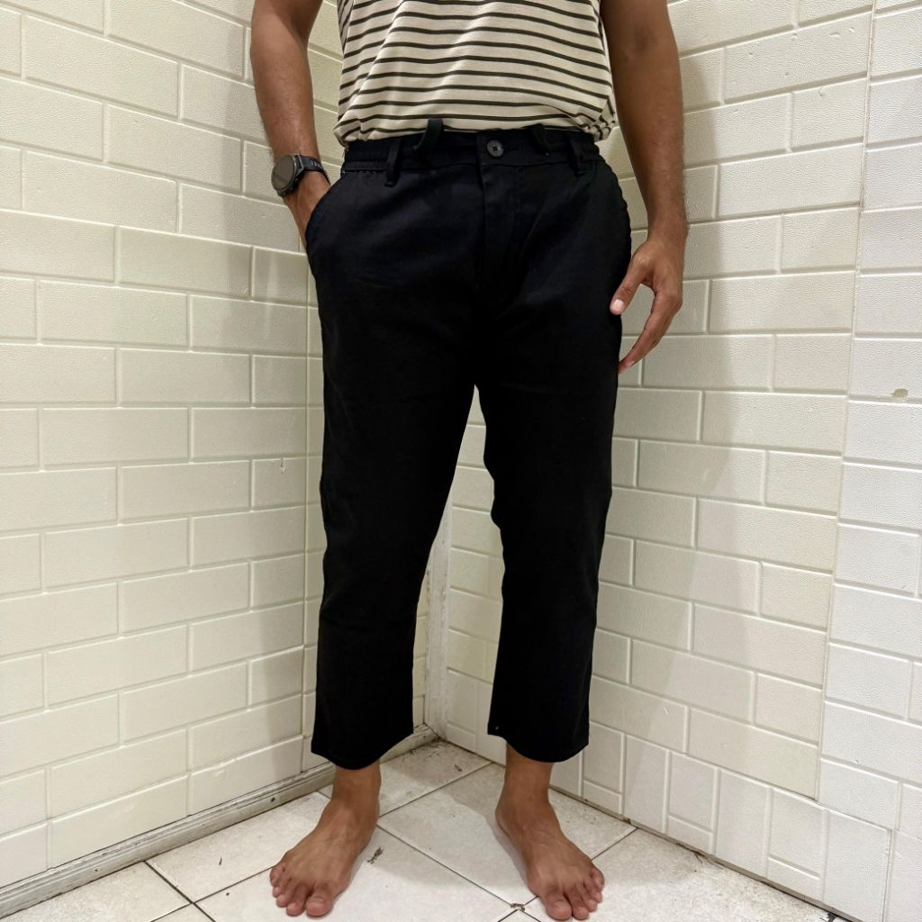 Celana Sirwal Angkle Pants Hablo Office Warna Hitam Casual Formal Bahan Katun Twill Slimfit