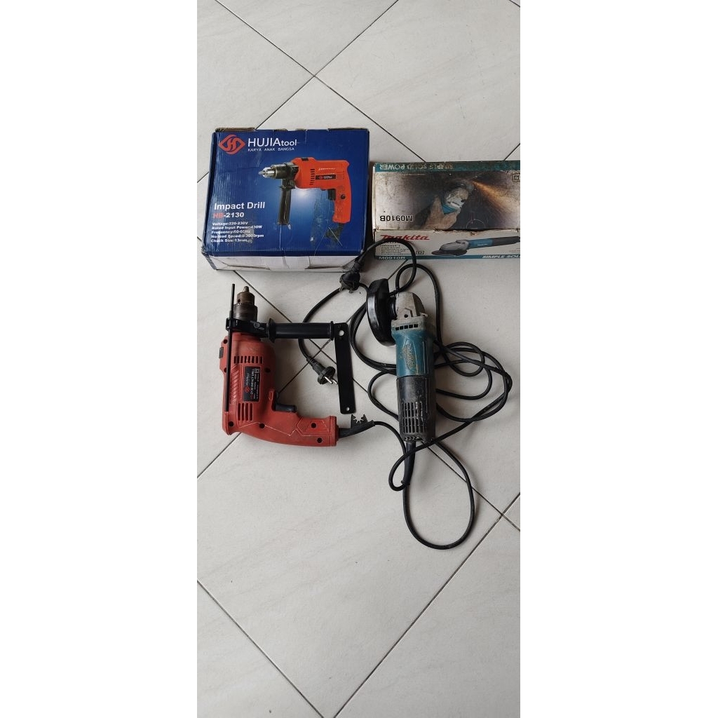 Grenda Makita M0910B & Bor Hujia 13mm Bekas 90% Siap Pake