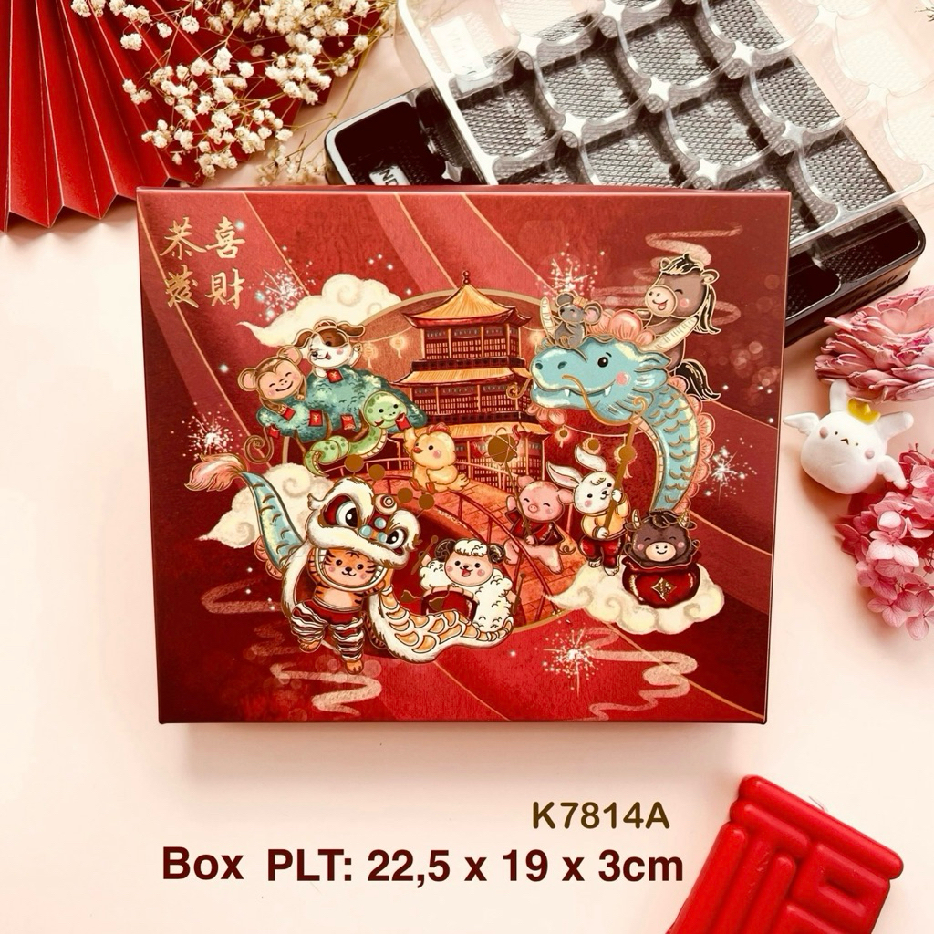 Box Mika Sekat Naswan| Kotak Sincia K7814|Dus Imlek Kue Lapis Legit