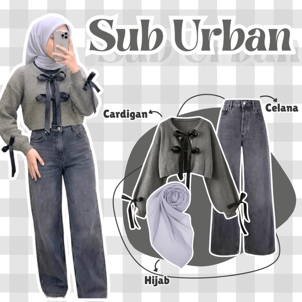 Outfit Hijab Casual | Cardigan, Celana, Hijab | One Set Setelan Wanita, One Set Wanita Remaja, OOTD
