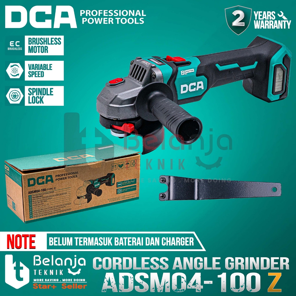 Gerinda Tangan Baterai DCA ADSM04-100 Z 20VUnit Only Brushless Angle Grinder ADSM04-100Z ADSM 04-100