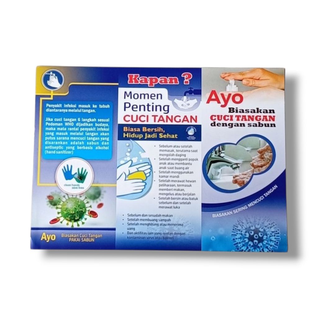 Leaflet Edukasi Cuci Tangan | CTPS (Cuci Tangan Pakai Sabun) | Brosur Kesehatan