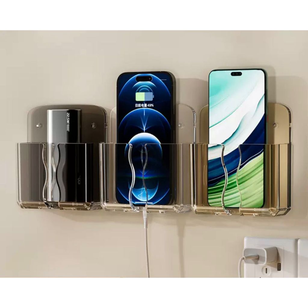 Uniq Rak Ponsel Pengisi Daya Charger Stiker Sticker Tempat Akrilik Bening HP Phone Holder Remote TV 