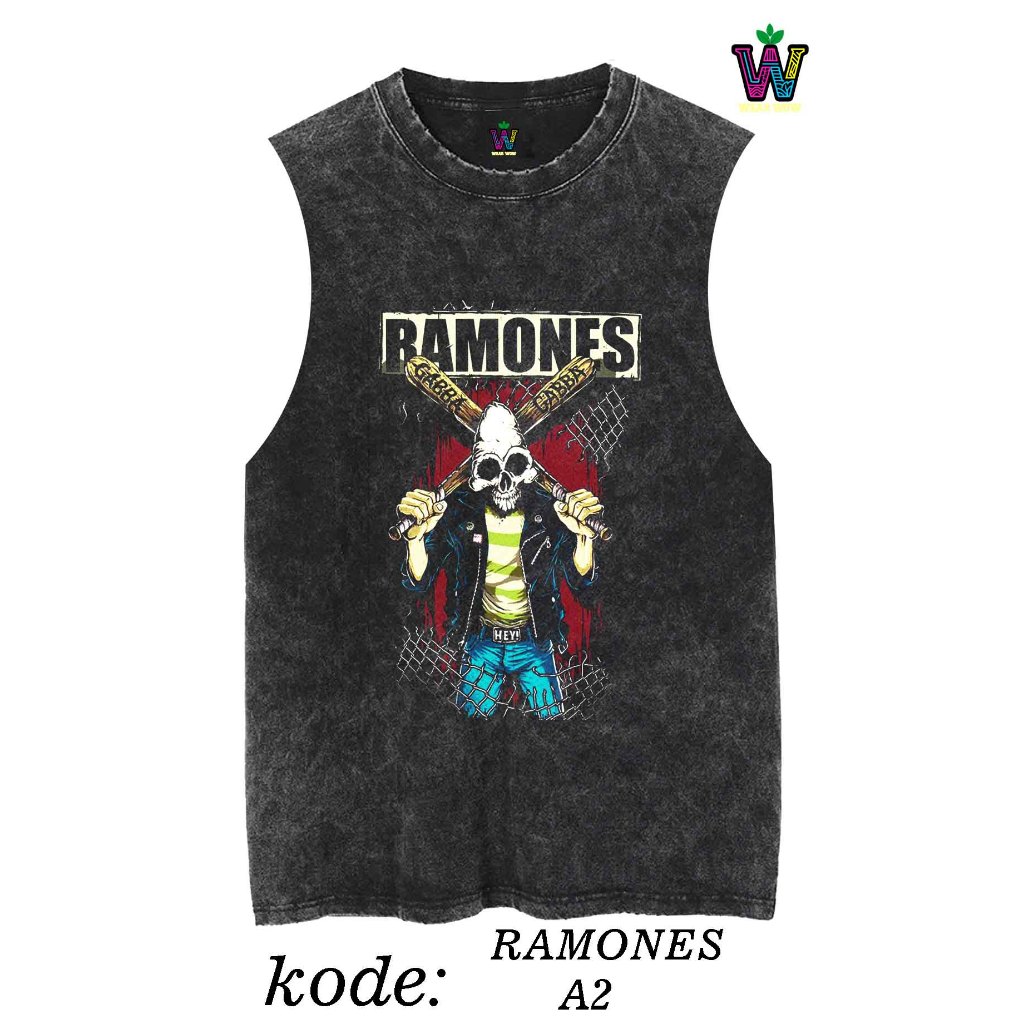 WEAR WOW KAOS SINGLET RAMONES OVERSIZE WASHED COTTON COMBAD24S PREMIUM