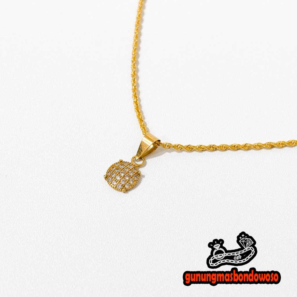 liontin permata putih emas asli kadar 300% 6k berat 0.900gram