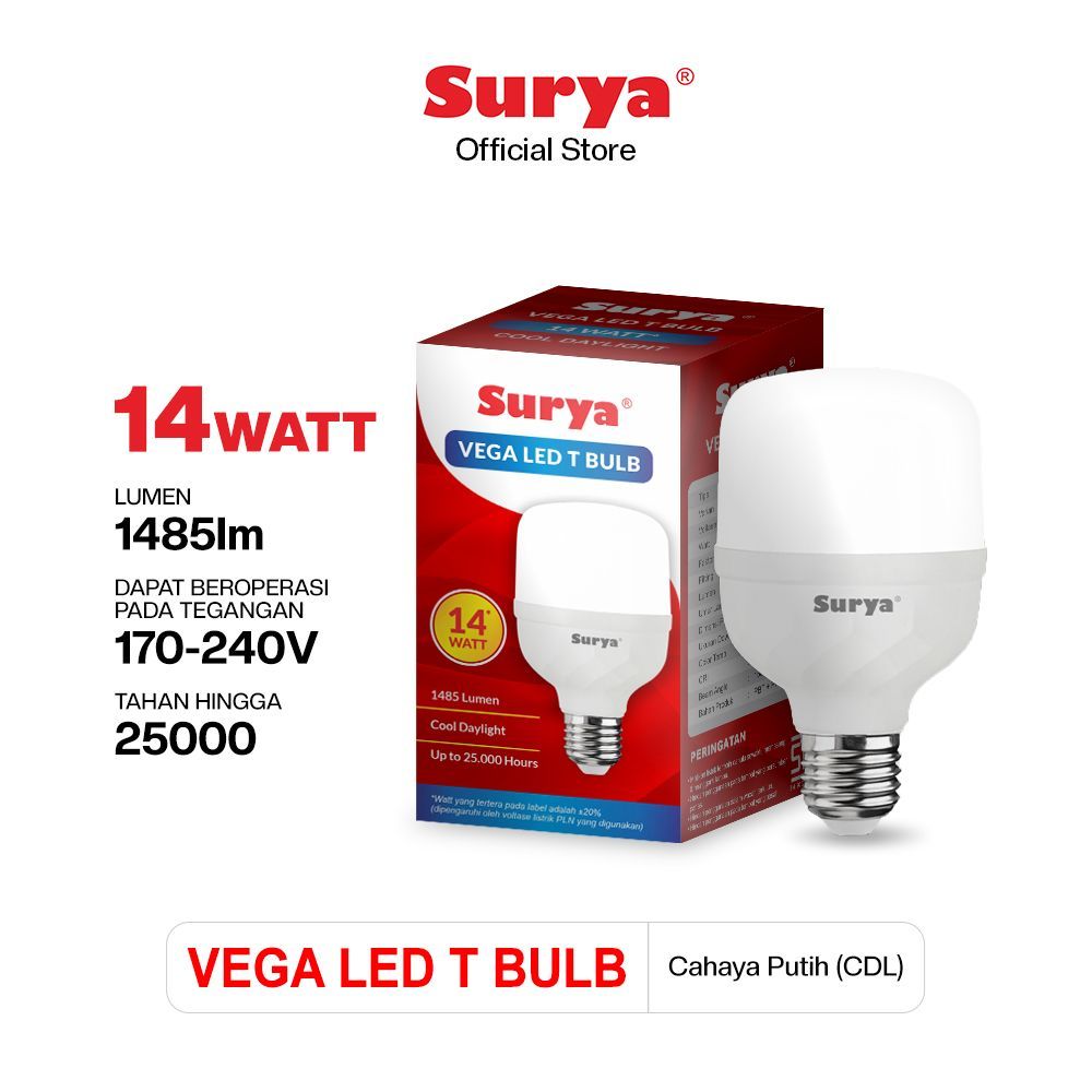 Surya Capsule 14 Watt Lampu LED 14W Putih Cool Daylight Original