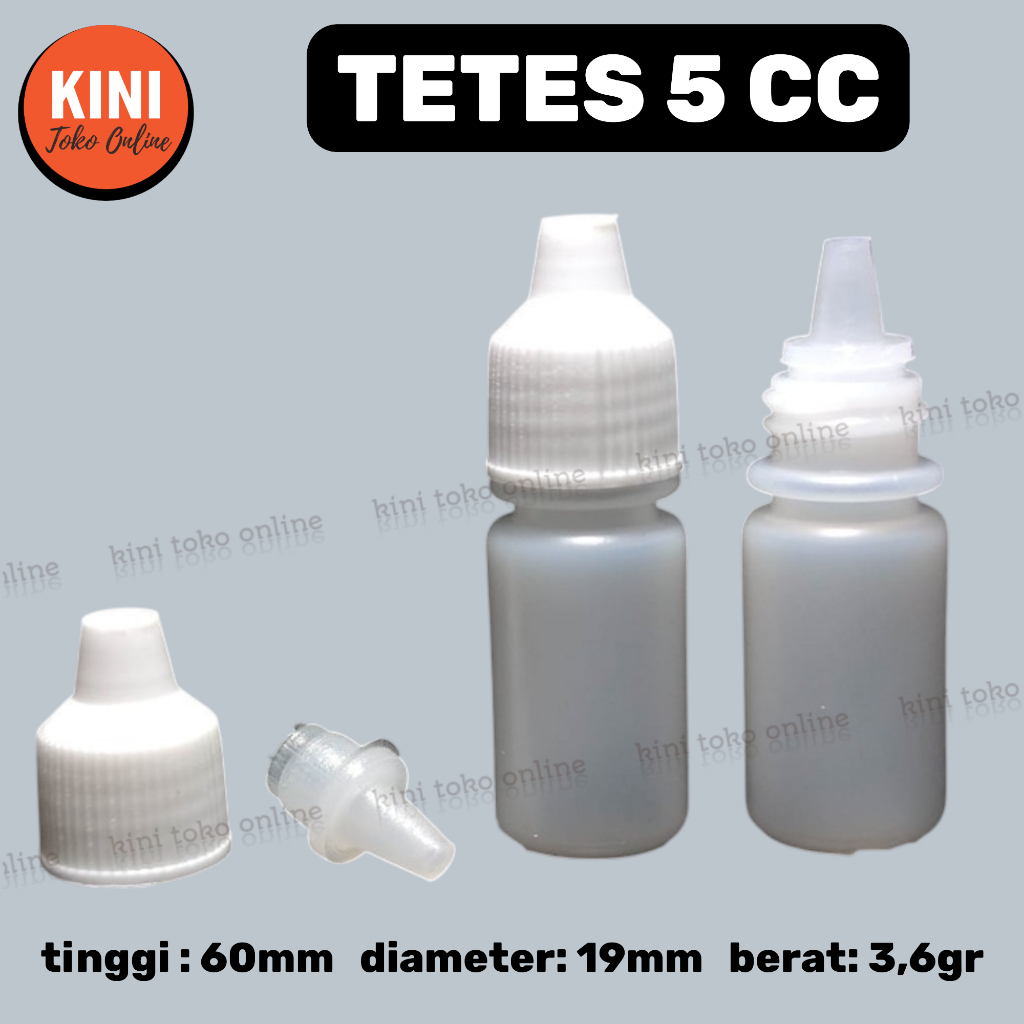 ISI 10pcs - CC botol tetes 5 ml  POLOS LUBANG LANCIP NON SEGEL plastik putih natural 5ml Bening esse