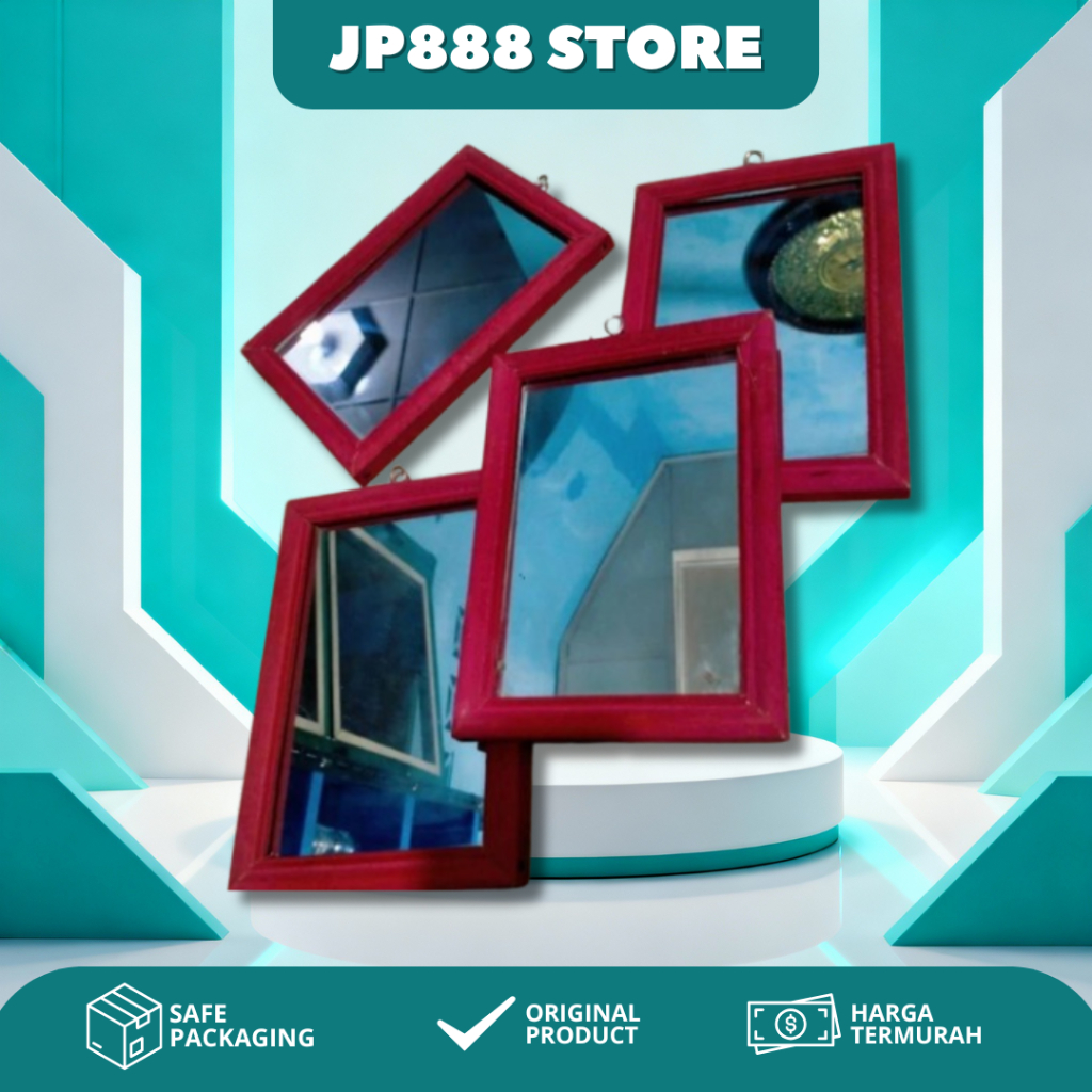 Kaca Cermin Bingkai Kayu / Kaca Cermin Kotak Murah