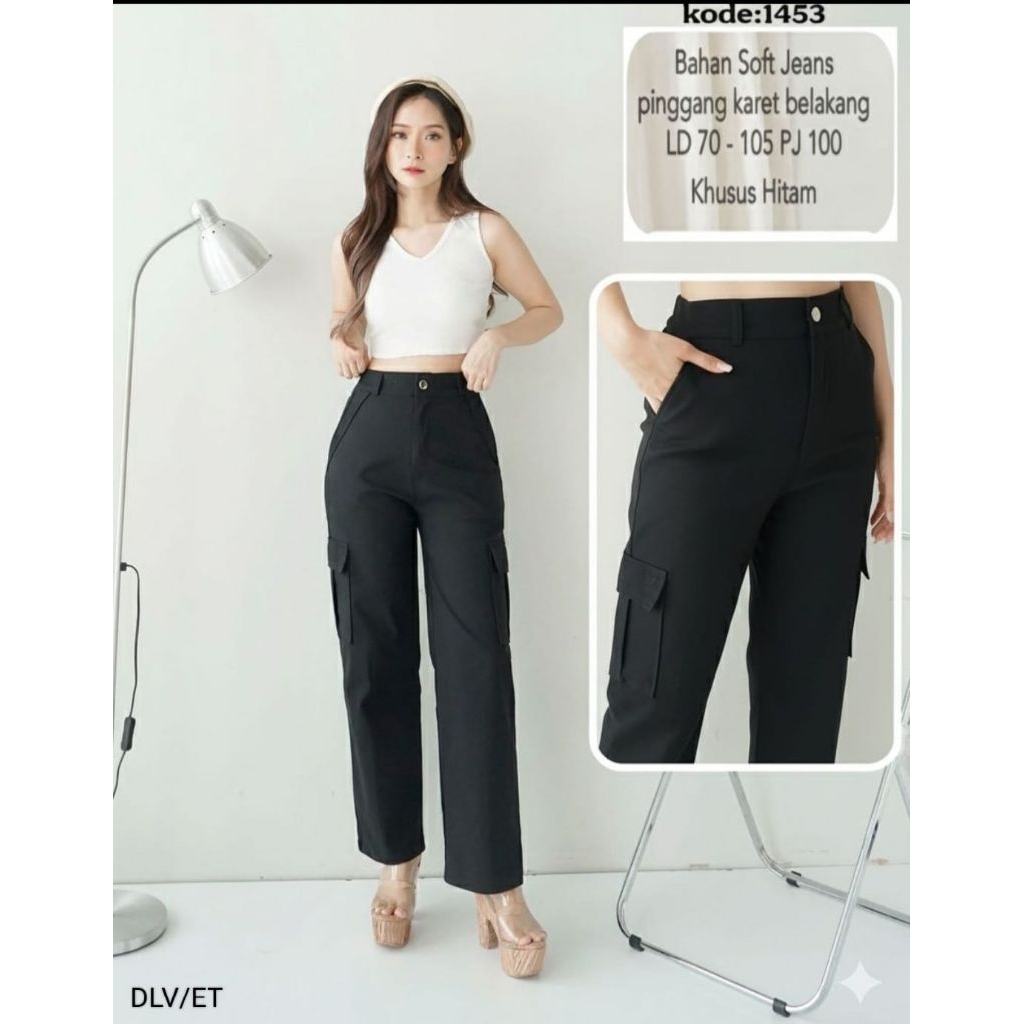 Celana Kulot Soft Jeans Cargo - Kulot Cargo - Celana kulot Wanita - Kulot Cargo Soft Jeans
