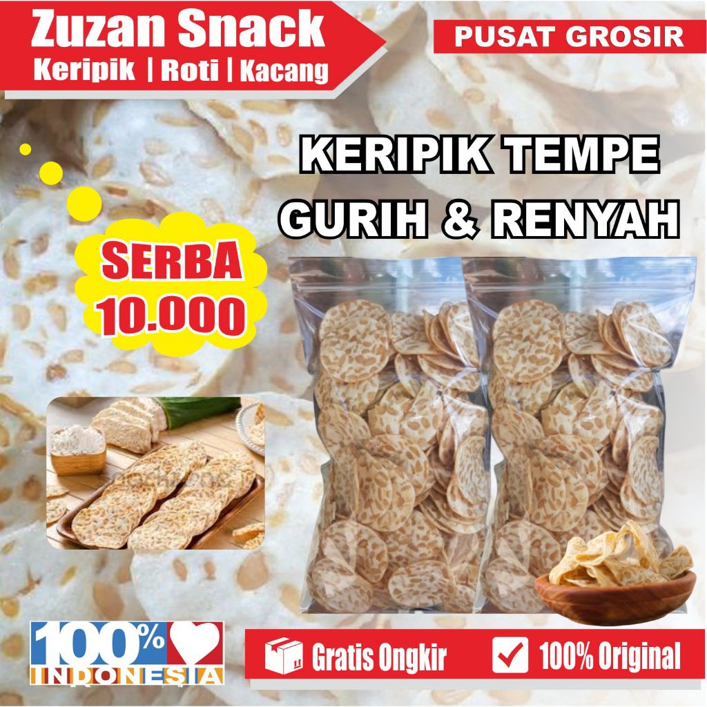 Keripik Tempe Bulat Sagu 250 Gram - Sangat Renyah Iris Tipis & Gurih