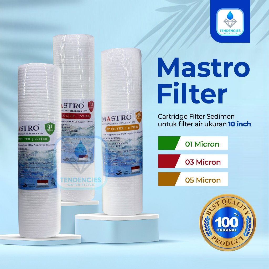 Sedimen MASTRO 10 Inch Filter Air RO Cartridge Rumah Tangga Depot PDAM Sumur Minum 01 03 05 Micron