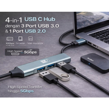 USB HUB 2in1 4 Port USB 3.0 + USB 2.0 | HUB USB Laptop PC