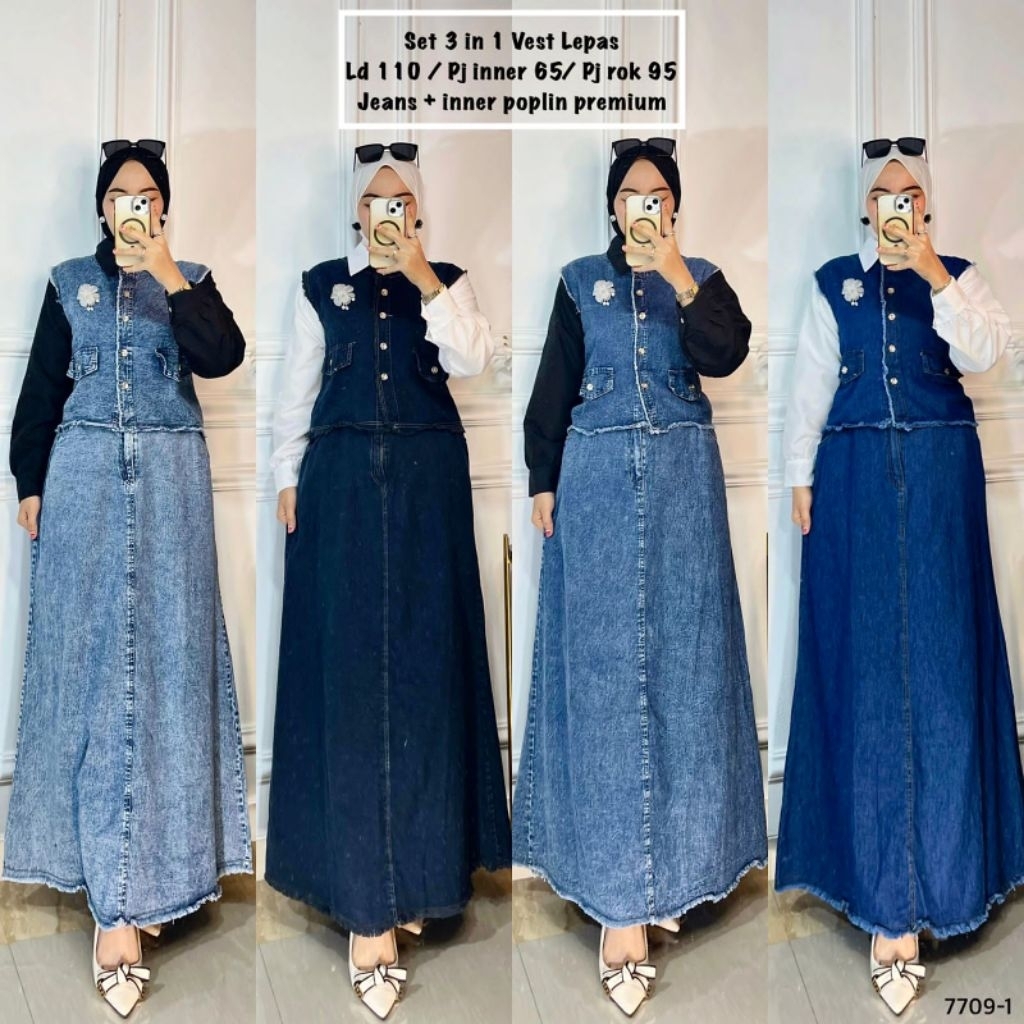 set jeans 3in 1, set rok jeans/set jeans wash/set jeans terbaru