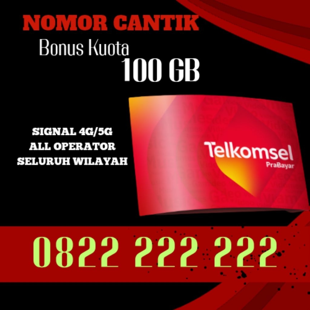 Kartu cantik perdana telkomsel seri 10 digit bonus kuota hingga 100GB