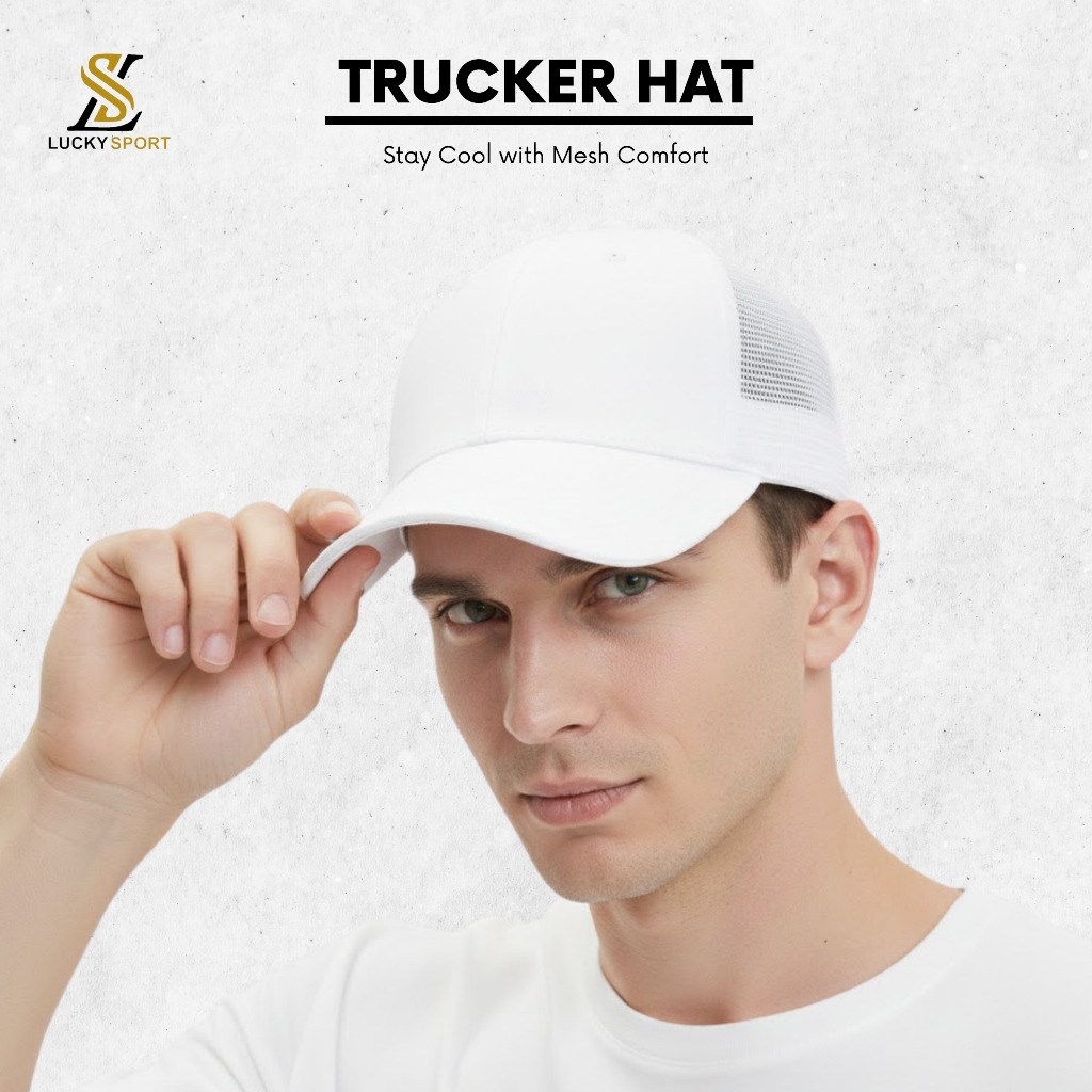 TOPI POLOS PUTIH JARING - Topi Sport Polos Murah topi santai nyaman Putih