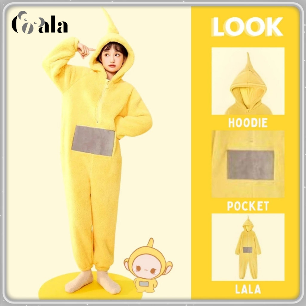 Onesie Teletubbies Karakter Lala Piyama Daster Cosplay Lengan Panjang
