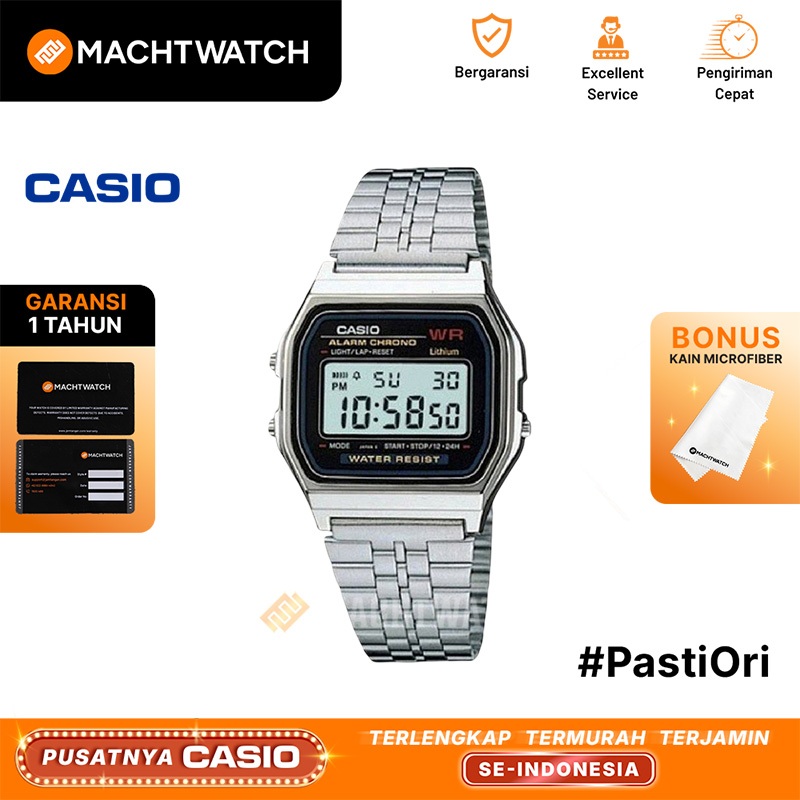 Jam Tangan Unisex Digital Casio Standard A159WA-N1DF A159 A159WA Retro Digital Dial