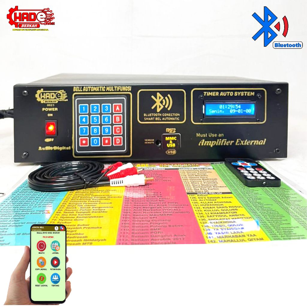 BEL SEKOLAH OTOMATIS TANPA AMPLIFIER SETING HP ANDROID VIA BLUETOOTH