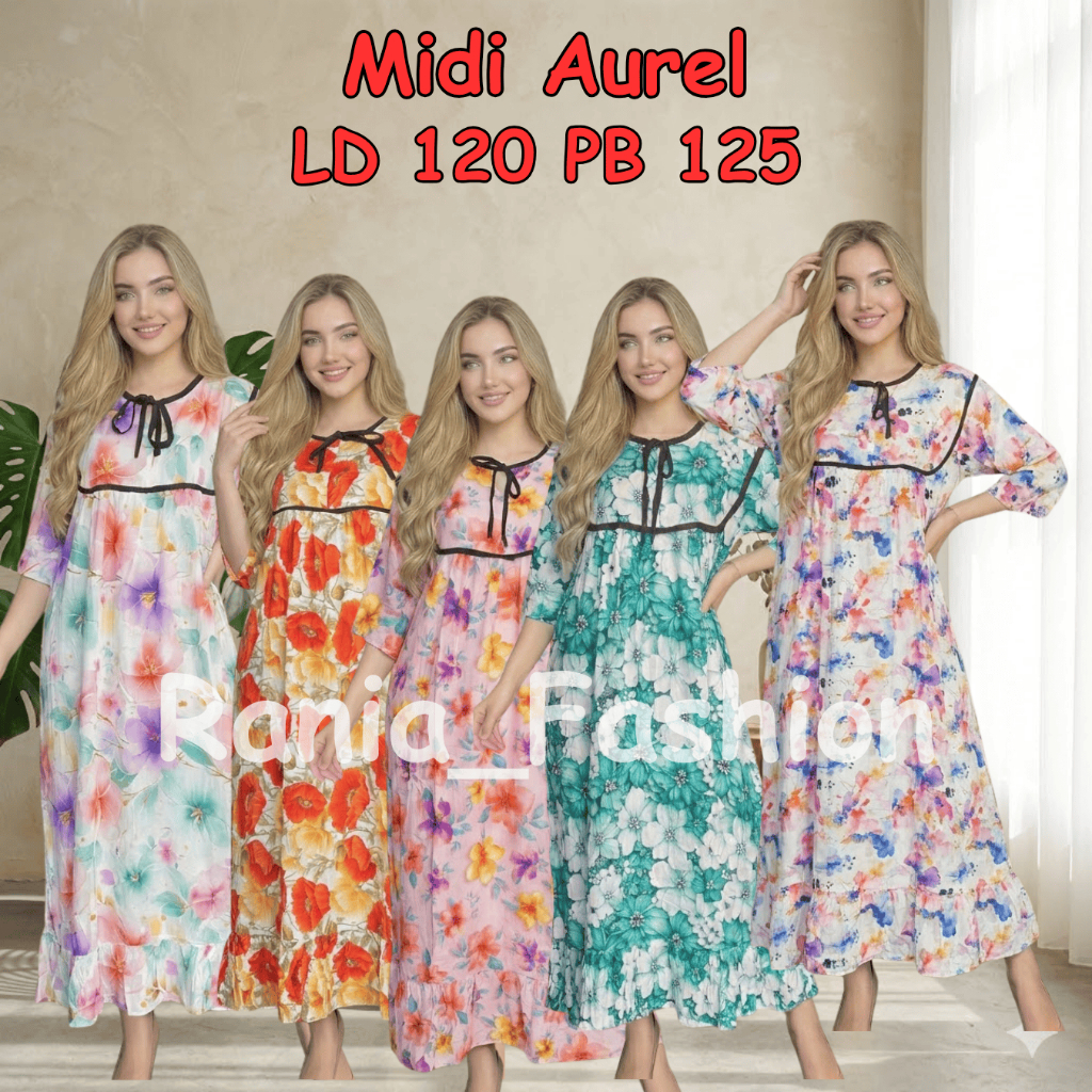 Daster Rania Fashion MIDI AUREL Terbaru Viral