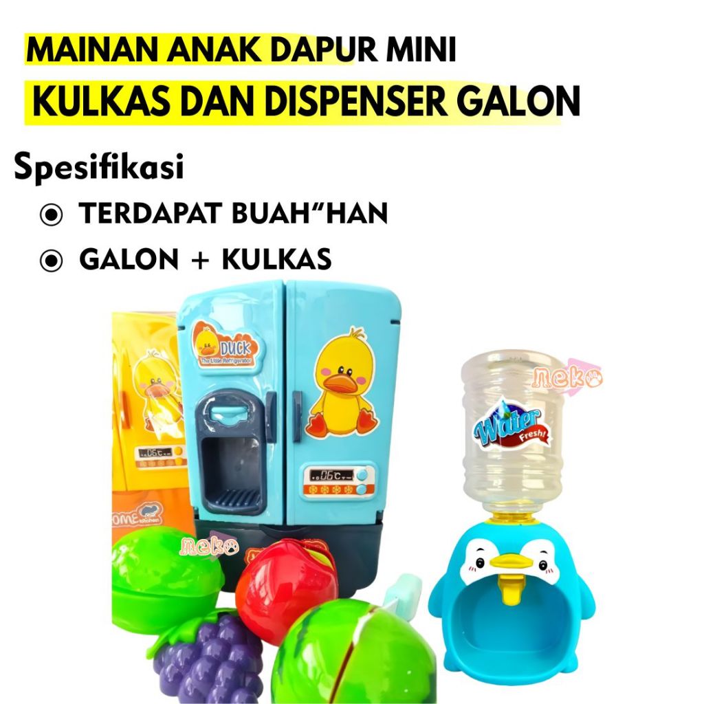 MAINAN MASAK MASAKAN/ KULKAS KULKASAN MINI/GALON MINI LUCU LUCU ANAK/MAINAN KULKAS 1 SET DISPENSER