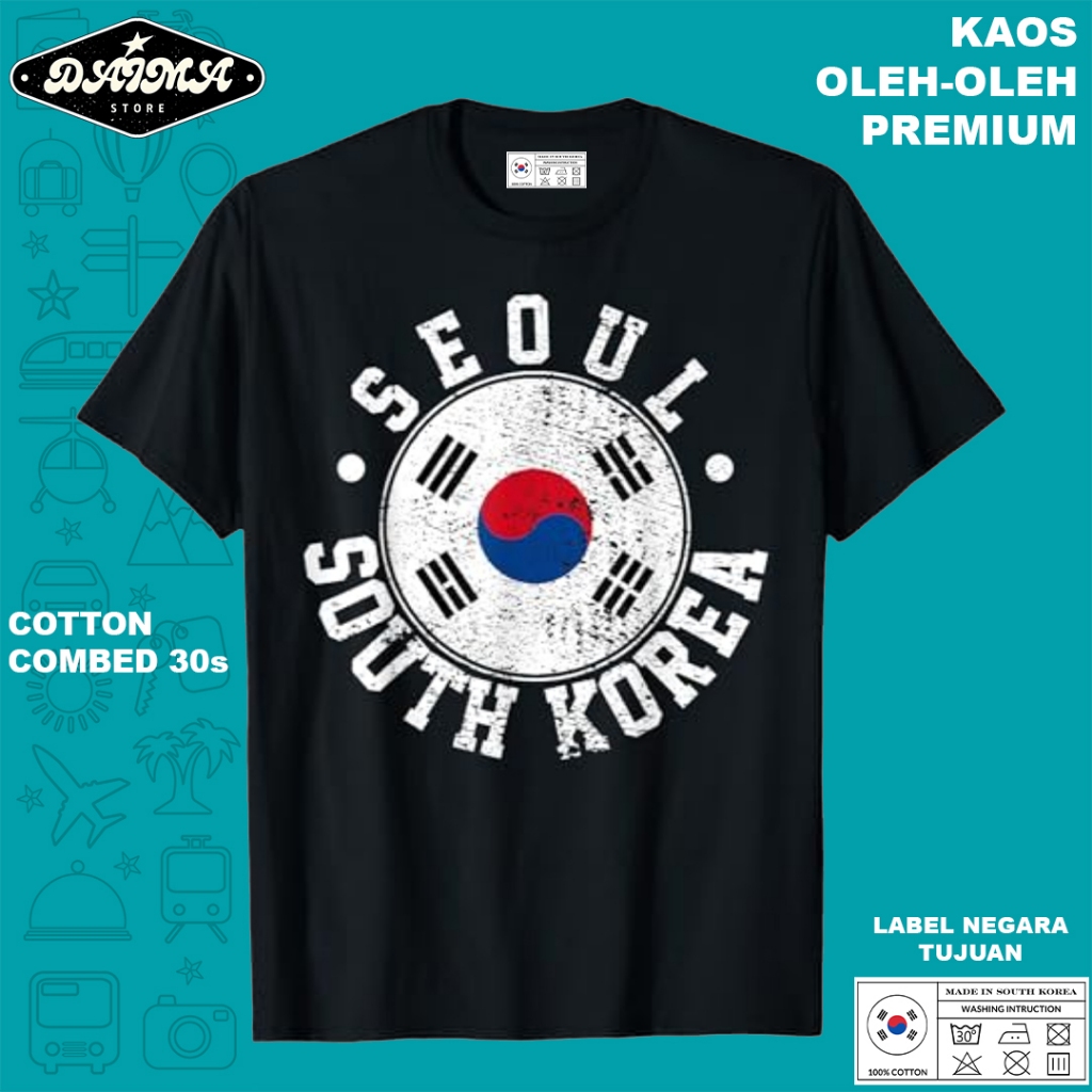KAOS OLEH OLEH KOREA 44 PAKAI TAG LABEL KOREA ASLI BAJU SOUVENIR PREMIUM GIFT